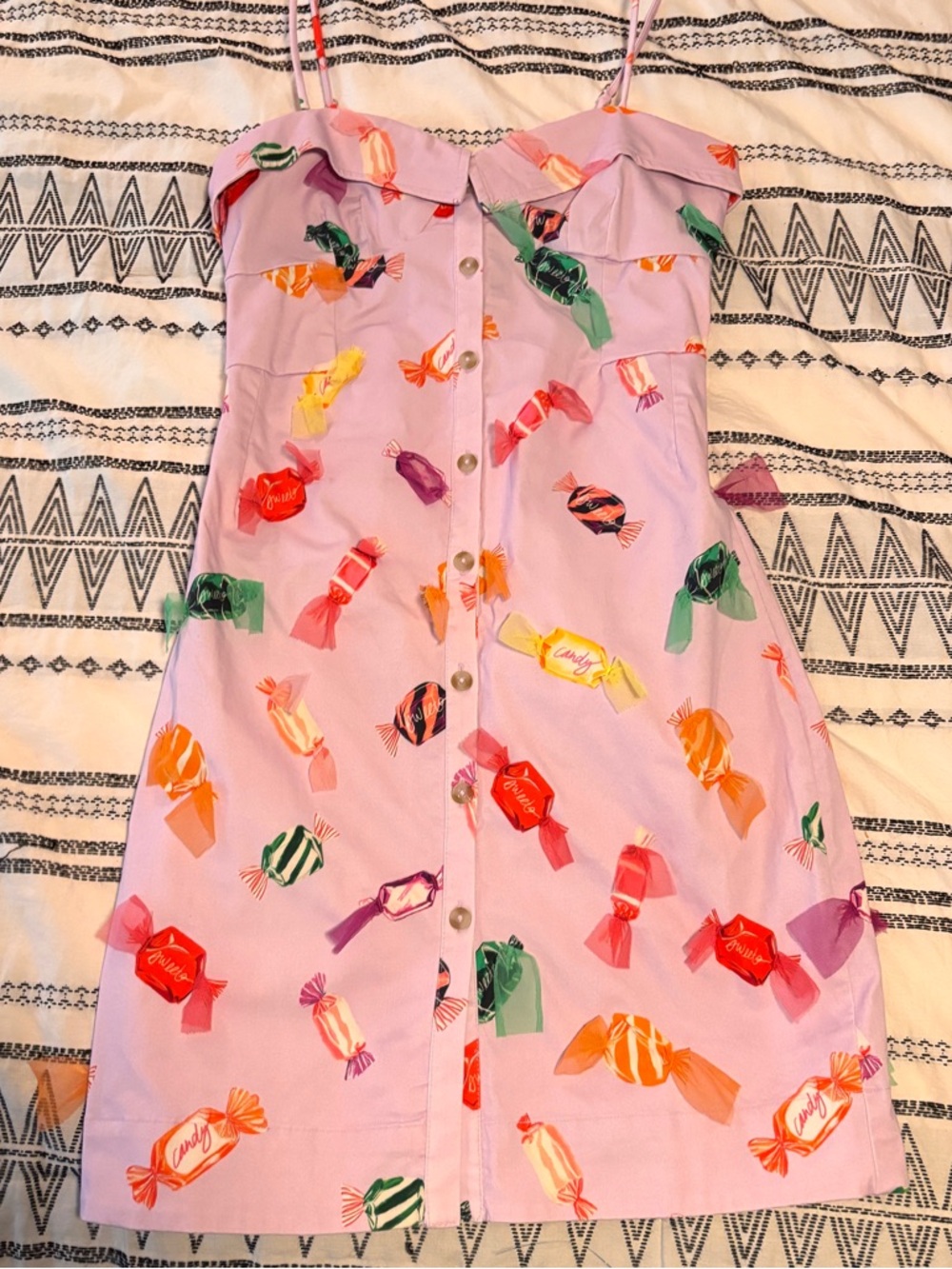 Maeve Anthropologie Printed Buttondown Mini Dress NWT Size 2 Pink “3D Candy” - Picture 5 of 15